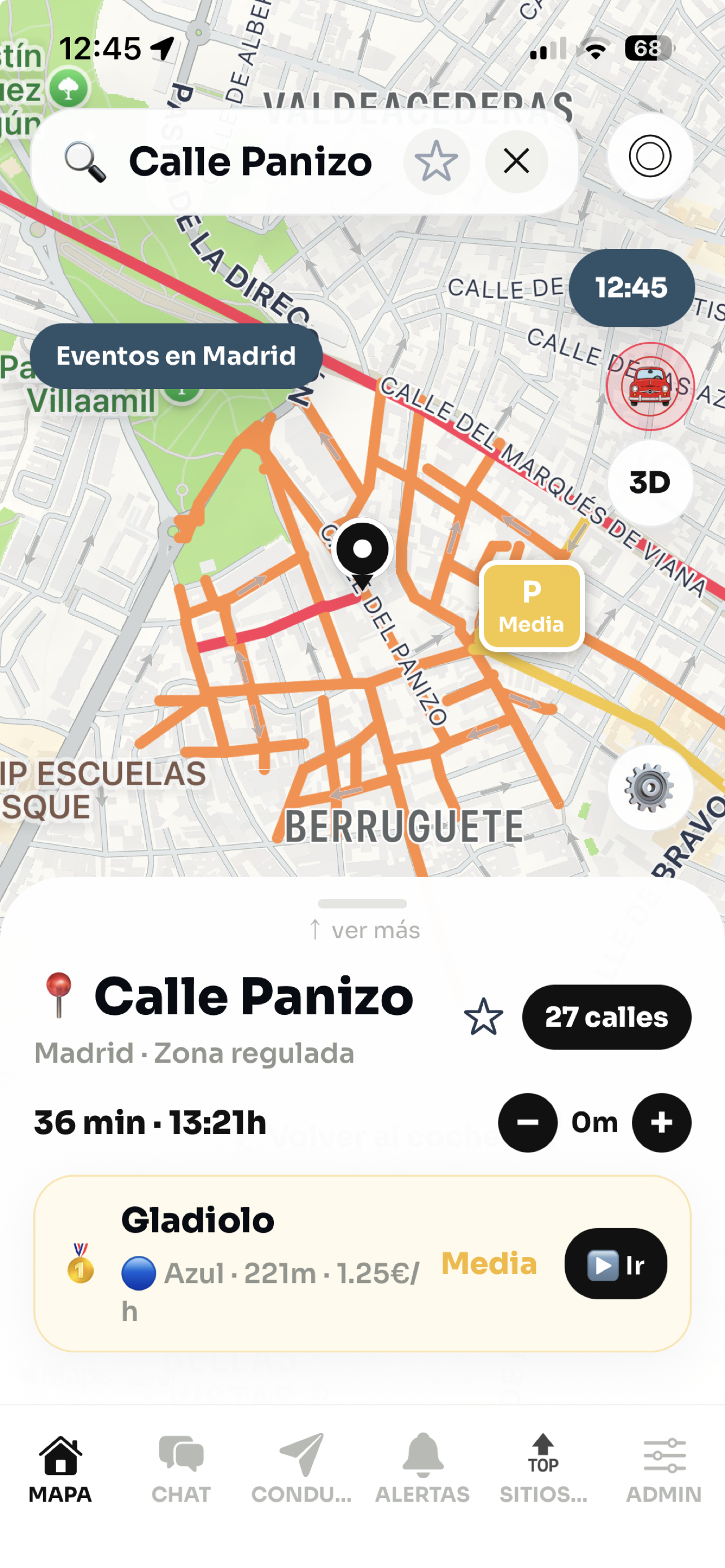 Mapa de IterPark con calles coloreadas